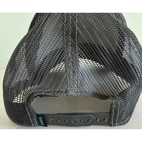 Kuhl Snap Back Trucker Hat Born In The Mountains Leather Patch Tan w/ Gray Mesh - Picture 5 of 5